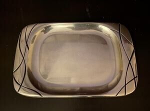 LENOX Large Rectangular Pewter Serving Tray w/Modern Swirl Design